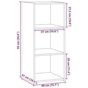 Dressoir 40x41x93 cm bewerkt hout grijs sonoma eikenkleurig 9