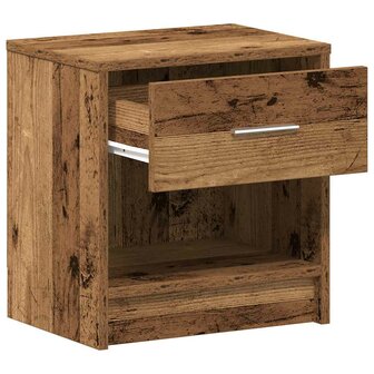 Nachtkastje met lade 39x28x41 cm oud houtkleurig 5
