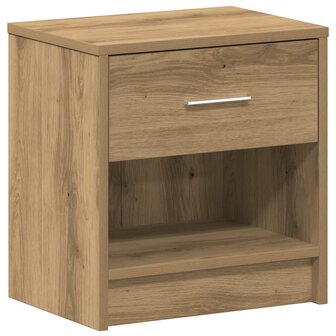 Nachtkastje met lade 39x28x41 cm artisanaal eikenkleurig 2