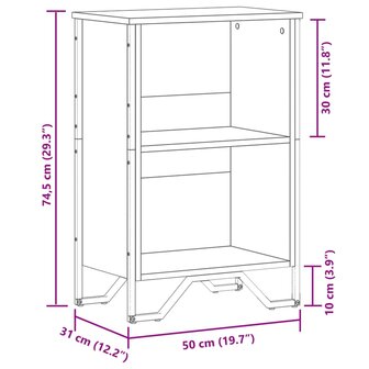 Boekenkast 50x31x74,5 cm bewerkt hout sonoma eikenkleurig 9