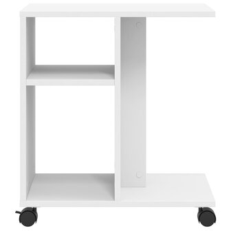 Bijzettafel met wieltjes 50x30x55 bewerkt hout wit 5
