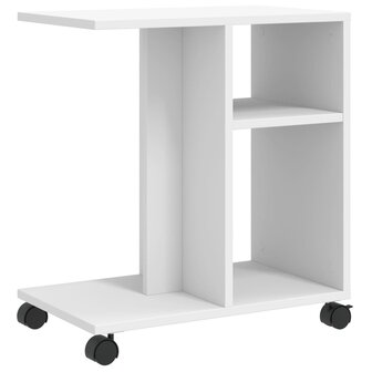 Bijzettafel met wieltjes 50x30x55 bewerkt hout wit 7