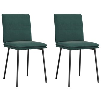 Eetkamerstoelen 2 st fluweel donkergroen 1