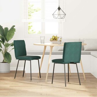 Eetkamerstoelen 2 st fluweel donkergroen 2