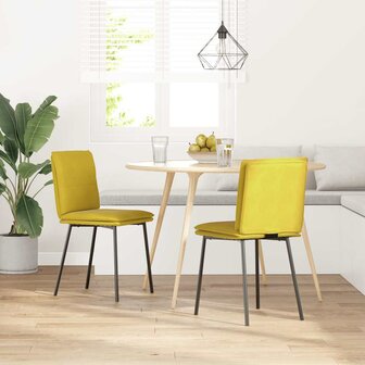 Eetkamerstoelen 2 st fluweel geel 2