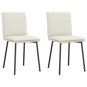 Eetkamerstoelen 2 st fluweel cr&egrave;mekleurig 1