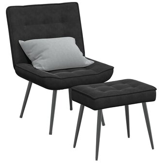 Relaxstoel met voetenbank fluweel zwart 1