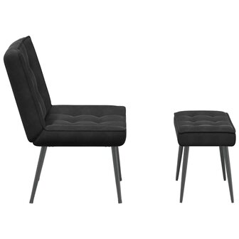 Relaxstoel met voetenbank fluweel zwart 7