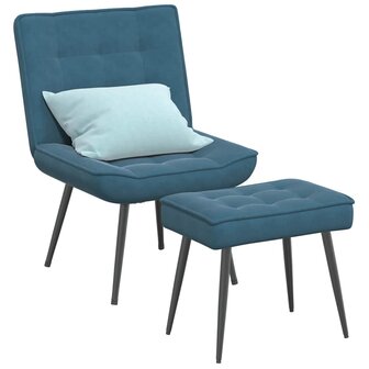 Relaxstoel met voetenbank fluweel blauw 1
