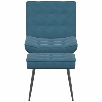 Relaxstoel met voetenbank fluweel blauw 4