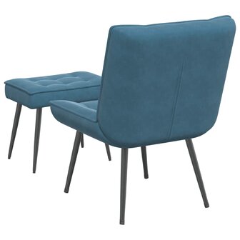Relaxstoel met voetenbank fluweel blauw 8