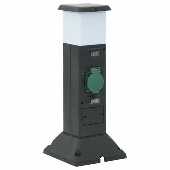 Tuinstopcontact met lamp en grondpin 2-wegs 16x16x39,5 cm 4