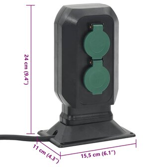 Tuinstopcontact en grondpin 4-wegs 15,5x11x24 cm zwart en groen 9