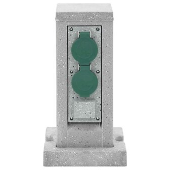 Tuinstopcontact grondpin 4-wegs steen-look 16x16x29,5 cm grijs 2