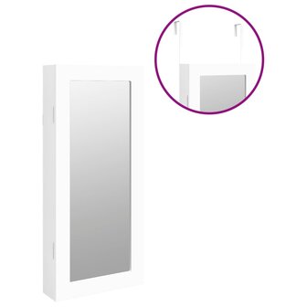 Sieradenkast met spiegel wandgemonteerd 30x8,5x67 cm wit 9