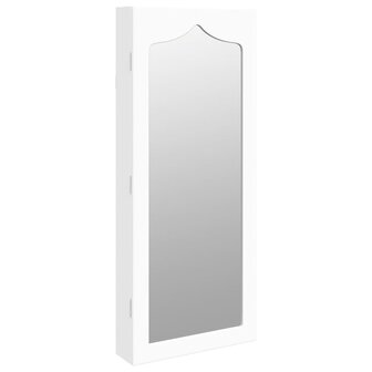 Sieradenkast met spiegel wandgemonteerd 37,5x10x90 cm wit 2