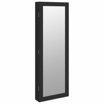 Sieradenkast met spiegel en LED wandgemonteerd zwart 2