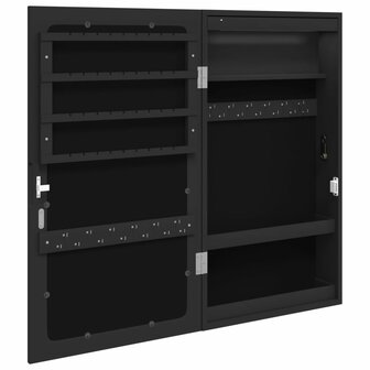 Sieradenkast met spiegel en LED wandgemonteerd zwart 8