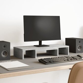 Monitorstandaard verstelbaar 60x24x10,5 cm hout betongrijs 1