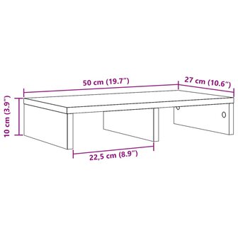 Monitorstandaard 50x27x10 cm bewerkt hout sonoma eikenkleurig 9