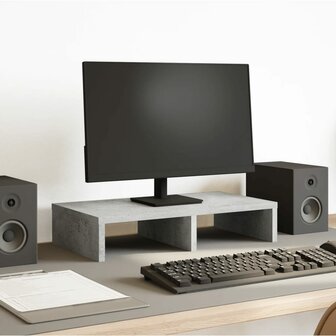 Monitorstandaard 50x27x10 cm bewerkt hout betongrijs 1