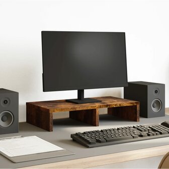Monitorstandaard 50x27x10 cm bewerkt hout gerookt eikenkleurig 1
