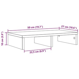 Monitorstandaard 50x27x10 cm bewerkt hout gerookt eikenkleurig 9