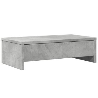 Monitorstandaard met lades 50x27x15 cm bewerkt hout betongrijs 2