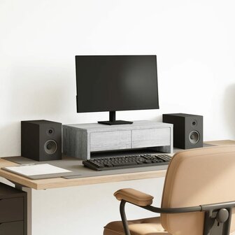 Monitorstandaard met lades 50x27x15 cm hout grijs sonoma eiken 1