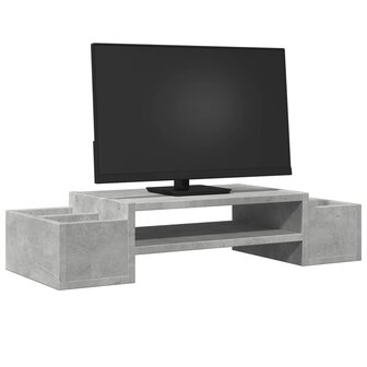 Monitorstandaard met opbergruimte 70x27x15 cm hout betongrijs 3