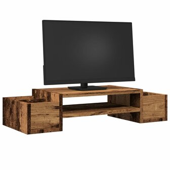 Monitorstandaard met opbergruimte 70x27x15 cm hout oud hout 3