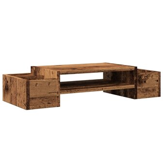 Monitorstandaard met opbergruimte 70x27x15 cm hout oud hout 6