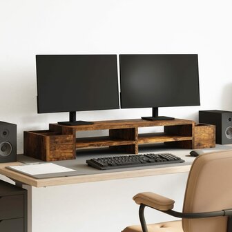 Monitorstandaard met opslag 100x27x15 cm hout gerookt eiken 1
