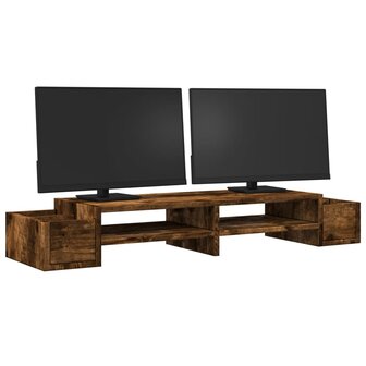 Monitorstandaard met opslag 100x27x15 cm hout gerookt eiken 3