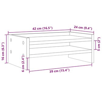 Monitorstandaard 42x24x16 cm bewerkt hout bruin eikenkleurig 9