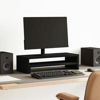 Monitorstandaard 54x22x15 cm bewerkt hout zwart 1