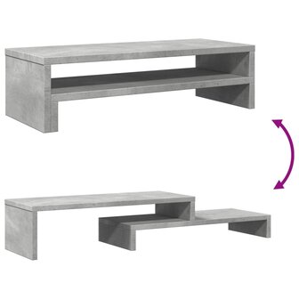 Monitorstandaard 54x22x15 cm bewerkt hout betongrijs 7