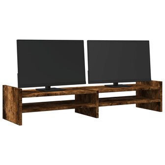 Monitorstandaard 100x27x20 cm bewerkt hout gerookt eikenkleurig 3