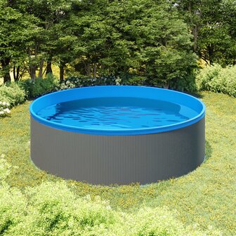 Splasher pool met hangende skimmer en pomp 350x90 cm grijs 1