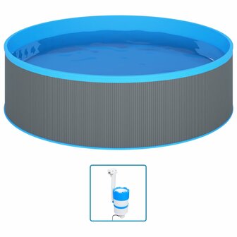 Splasher pool met hangende skimmer en pomp 350x90 cm grijs 2