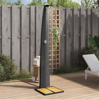 Buitendouche 55x60x224 cm poly rattan en acaciahout zwart 1