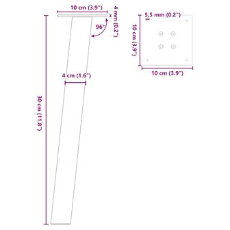 Salontafelpoten 4 st 30 cm staal zwart 9
