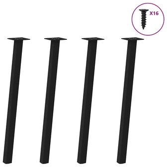 Salontafelpoten 4 st 72 cm staal zwart 1
