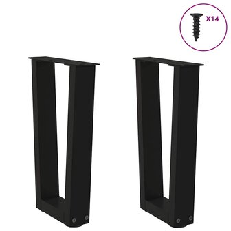Eettafelpoten 2 st V-vormig 28x(42-43,3) cm staal zwart 3