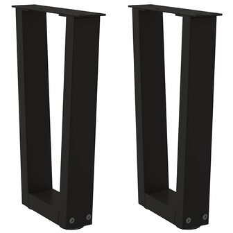 Eettafelpoten 2 st V-vormig 38x(42-43,3) cm staal zwart 1