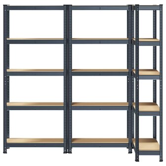 Opbergrekken 5-laags 3 st staal &amp; bewerkt hout antracietkleurig 4
