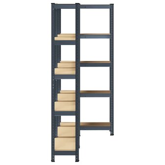 Opbergrekken 5-laags 3 st staal &amp; bewerkt hout antracietkleurig 5