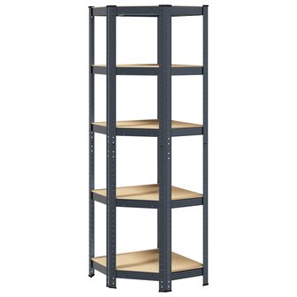 Hoekrek 5-laags staal en bewerkt hout antracietkleurig 2