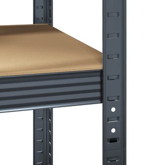 Hoekrek 5-laags staal en bewerkt hout antracietkleurig 9