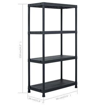 Opbergrek 100 kg 60x30x138 cm kunststof zwart 8